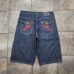 Vintage Y2K Rocawear Men's 40 Baggy Embroidered Denim Streetwear Jorts Shorts